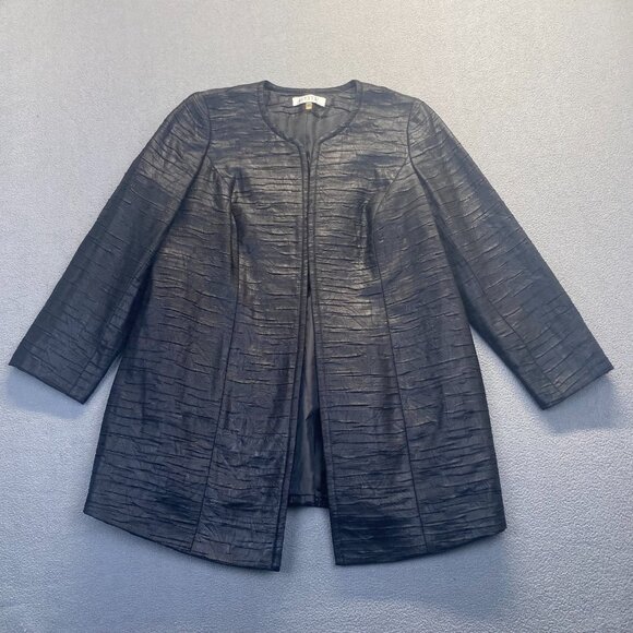 Casper Black Designer Open Front Jacket Size 14W,Lined,Outdoor,Casual,Preppy - Picture 1 of 9